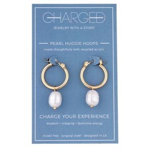 NWT Charged Pearl Huggie Hoops